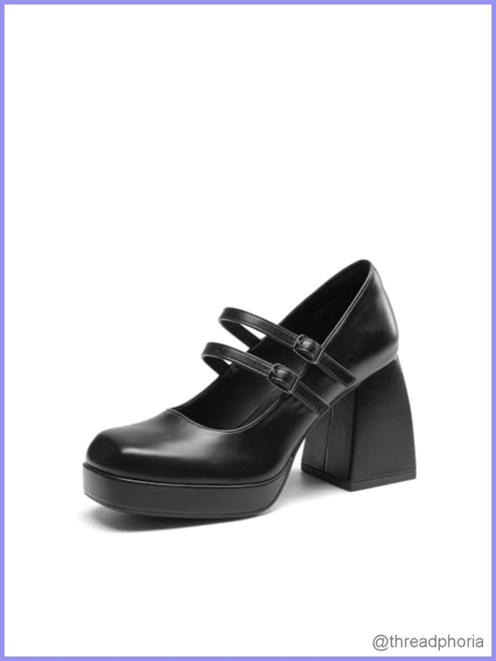 Platform Mary Jane Chunky Heels Square Toe Double Strap Y2K Women's